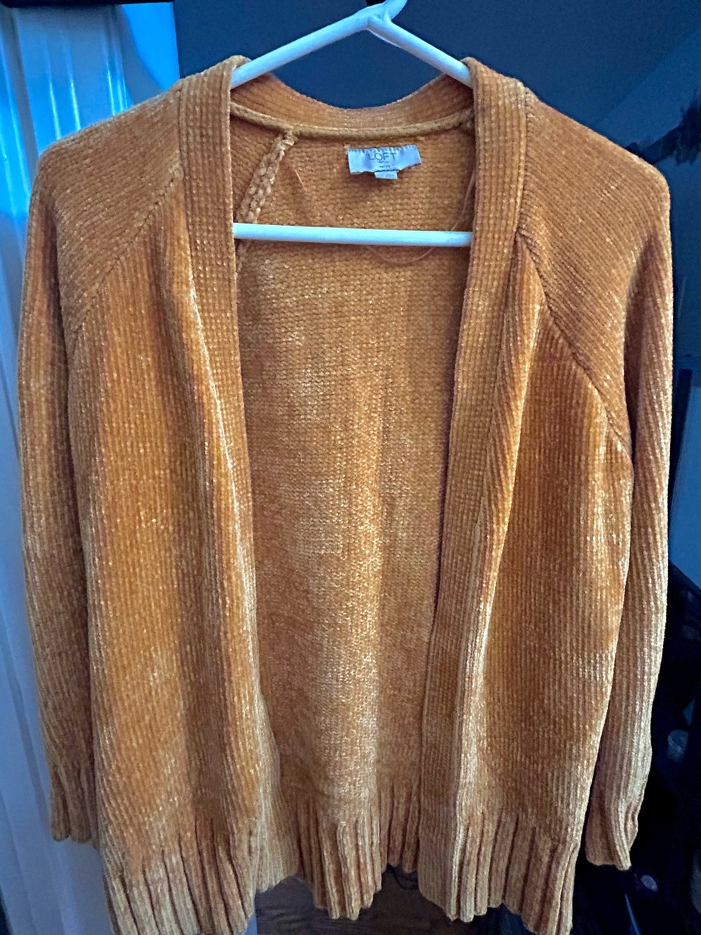 LOFT Open-Front Chenille Cardigan Sweater - Mustard Gold